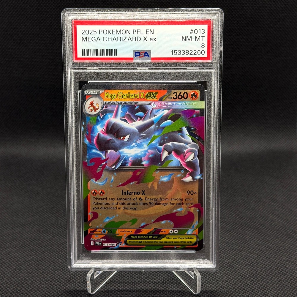 Mega Charizard X ex 2025 Phantasmal Flames #013 Holo PSA 8